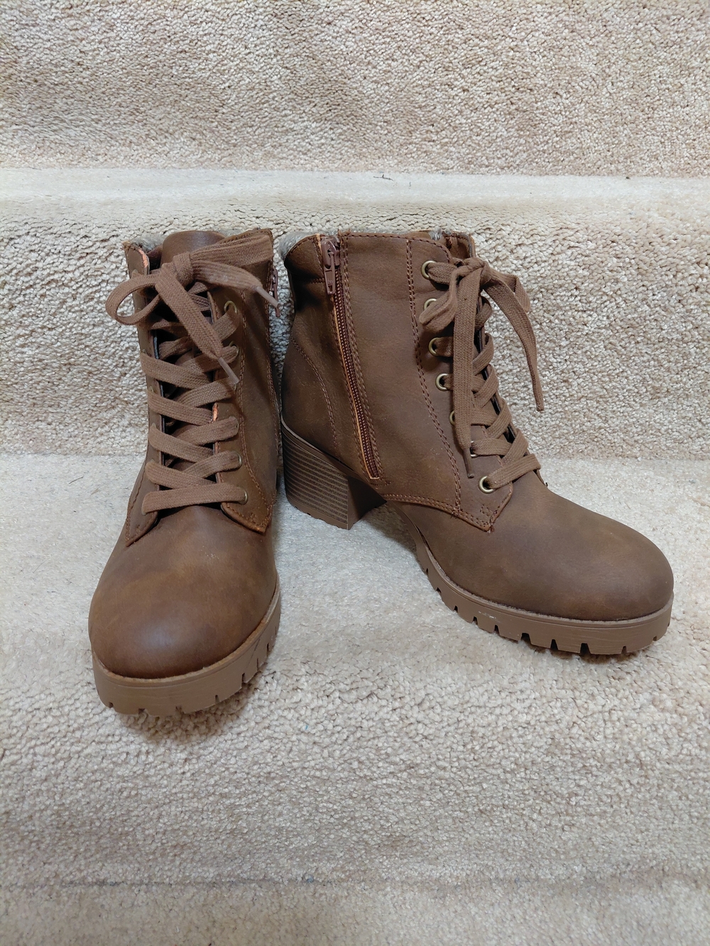 Time and Tru Brown Lace-Up Platform Ankle Boots - Picture 9 of 9